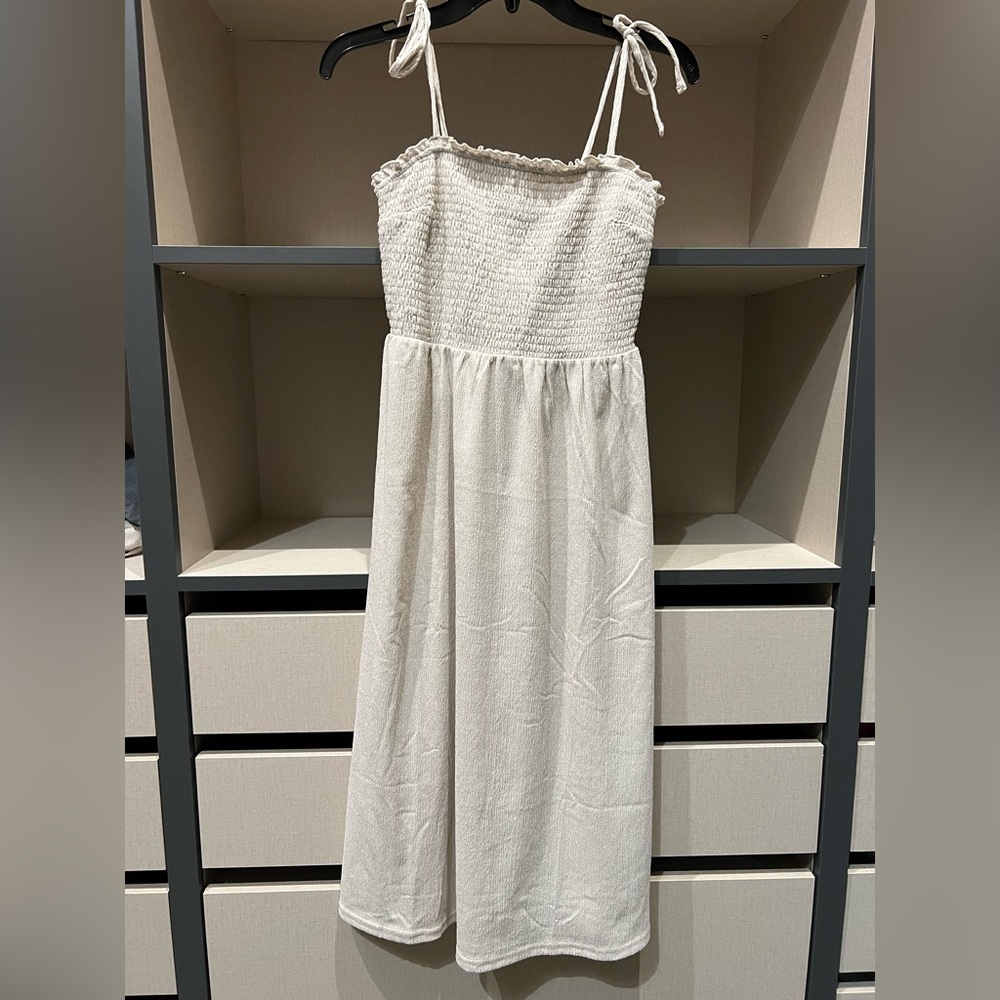 H&M TIE-SHOULDER-STRAP SMOCKED DRESS size S